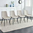 thumbnail image 1 of SUDICA Dining Room Chairs, Light Gray Faux Leather, Black Metal Legs, Set of 4, 1 of 7