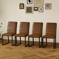 thumbnail image 1 of Dining Chairs Set of 4 Upholstered Modern Brown Backrests Black Metal Legs for Dining Room Table Kitchen Restaurant Office Farmhouse, 1 of 7