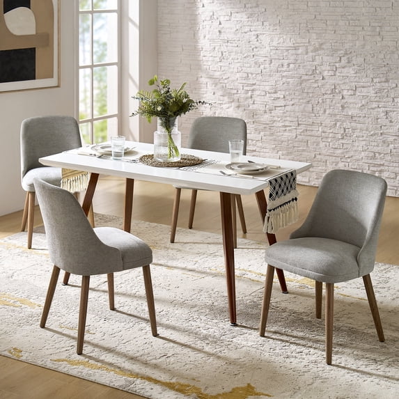 Dining Chairs Set of 4 Velvet Upholstered Side Chairs Solid Wood Legs Home Kitchen Grey