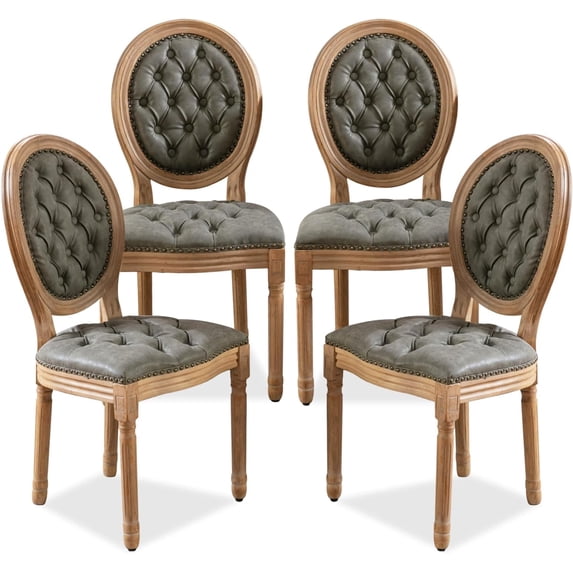 Dining Chairs Set of 4, Vintage Dining Chair with Round Back, Farmhouse Country Dining Chair for Kitchen, Bedroom, Hall
