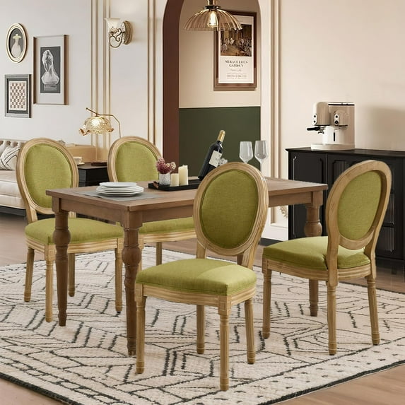 Dining Chairs Set of 4, Vintage Dining Chair with Round Back, Farmhouse Country Dining Chair for Kitchen, Bedroom, Hall