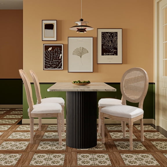 Dining Chairs Set of 4, Vintage Dining Chair with Round Back, Farmhouse Country Dining Chair for Kitchen, Bedroom, Hall