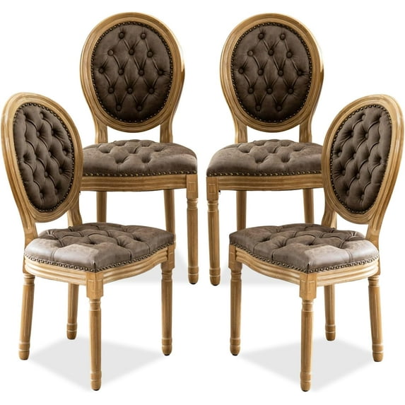 Dining Chairs Set of 4, Vintage Dining Chair with Round Back, Farmhouse Country Dining Chair for Kitchen, Bedroom, Hall