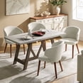 thumbnail image 1 of Dining Chairs Set of 4 Wingback Accent Chair Upholstered Armrest Solid Wood Legs Living Room Kitchen Restaurant Beige, 1 of 8