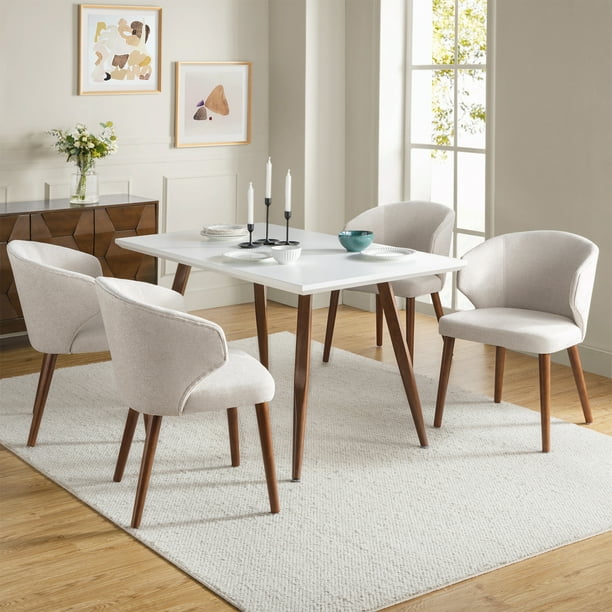 Dining Chairs Set of 4 Wingback Accent Chair Upholstered Armrest Solid Wood Legs Living Room Kitchen Restaurant Linen Walmart Business Supplies