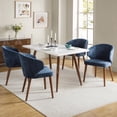 thumbnail image 1 of Dining Chairs Set of 4 Wingback Accent Chair Upholstered Armrest Solid Wood Legs Living Room Kitchen Restaurant Navy, 1 of 8