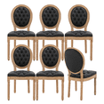 thumbnail image 1 of Dining Chairs Set of 6 French Style Nailhead Trim Faux Leather Fabric,Kitchen & Dining Room Chairs with Wood Legs (6 Pieces, Black), 1 of 8