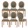 thumbnail image 1 of Dining Chairs Set of 6 French Style Nailhead Trim Faux Leather Fabric,Kitchen & Dining Room Chairs with Wood Legs (6 Pieces, Gray), 1 of 8