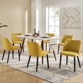 thumbnail image 1 of Dining Chairs Set of 6 Side Chairs Solid Wood Curved Backrest Kitchen Restaurant Mustard, 1 of 8