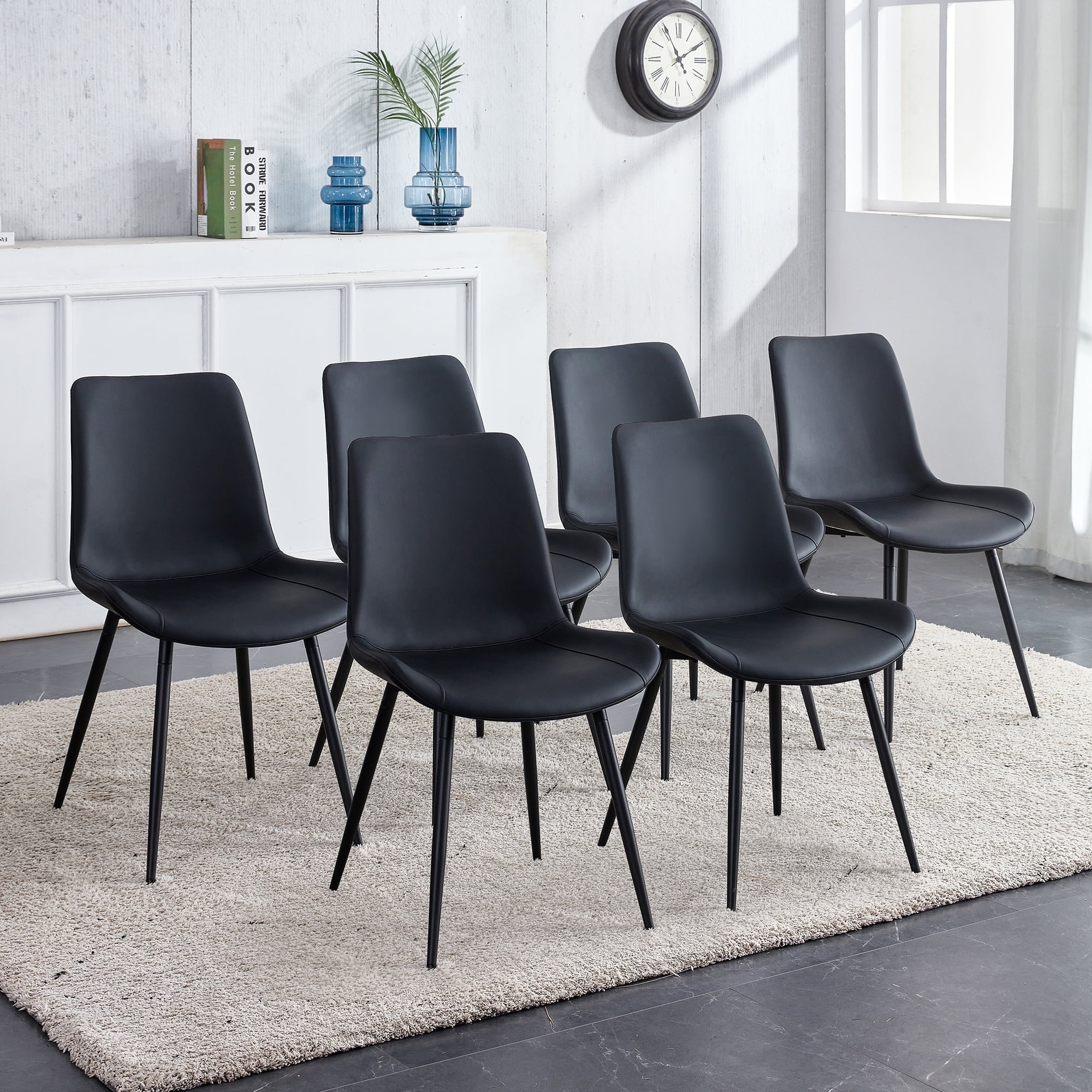 Sudica Set of Faux Leather Dining Chairs, Black Egypt Ubuy