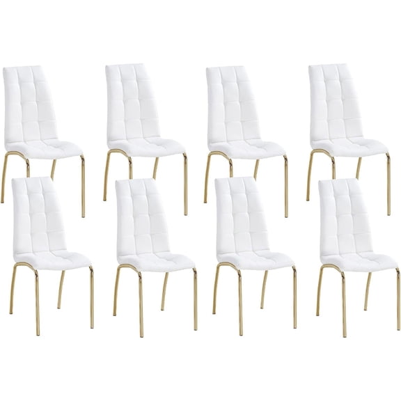 Dining Chairs Set of 8, Modern PU Leather with Metal Legs for Dining Room, Living Room