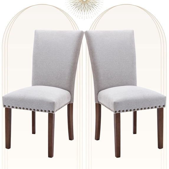 Dining Chairs Set of Parsons Style Linen Chairs with Back for Round Kitchen Table or Small Dining Room Comfortable &; Stylish
