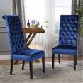 thumbnail image 1 of Dining Chairs Set with Rolled Top / Comfortable Seating in Navy Blue, 1 of 6