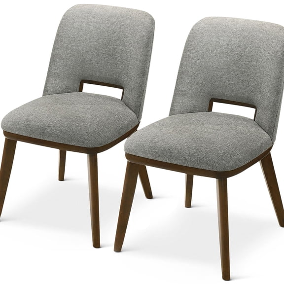 Dining Chairs with Style | Function Well in Dining and Other Spaces | Light Grey Fabric and Walnut - Colored Wood Legs | Solve the Problem of Unattractive Seating