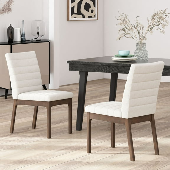 Dining Chairs Upholstered Dining Chairs With Rubber Legs (Set of 2),Light Beige,Wooden Dining Chairs