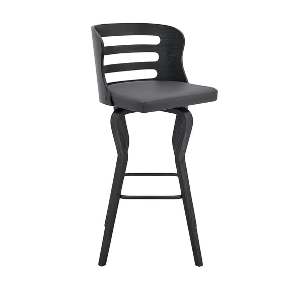 Dining Chairs Verne 30" Swivel Gray Faux Leather and Black Wood Bar Stool,Wooden Dining Chairs