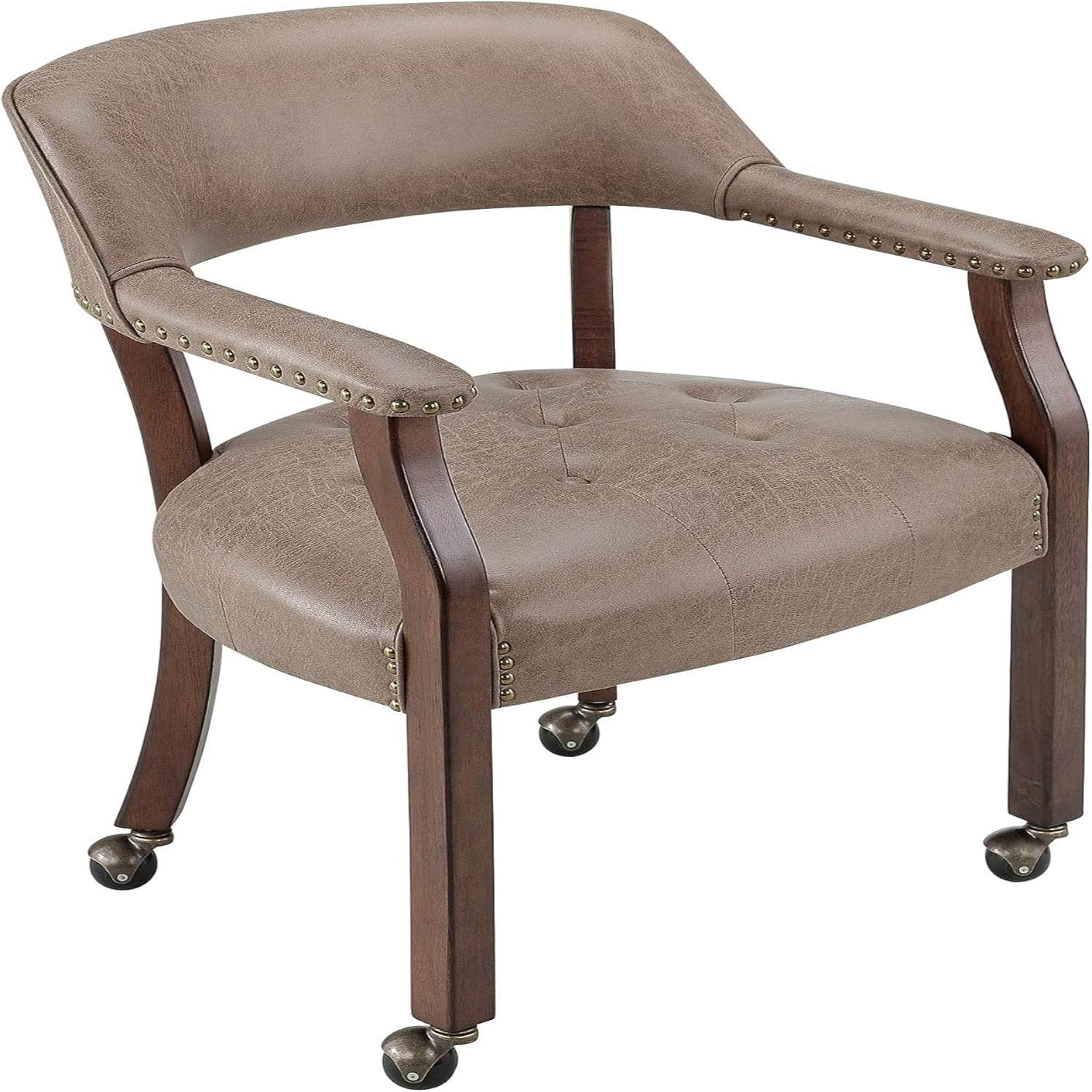 Dining Chairs with Wheels and Arm Caster Captain's Chairs with Solid Wood Leg Office Desk Chairs ...