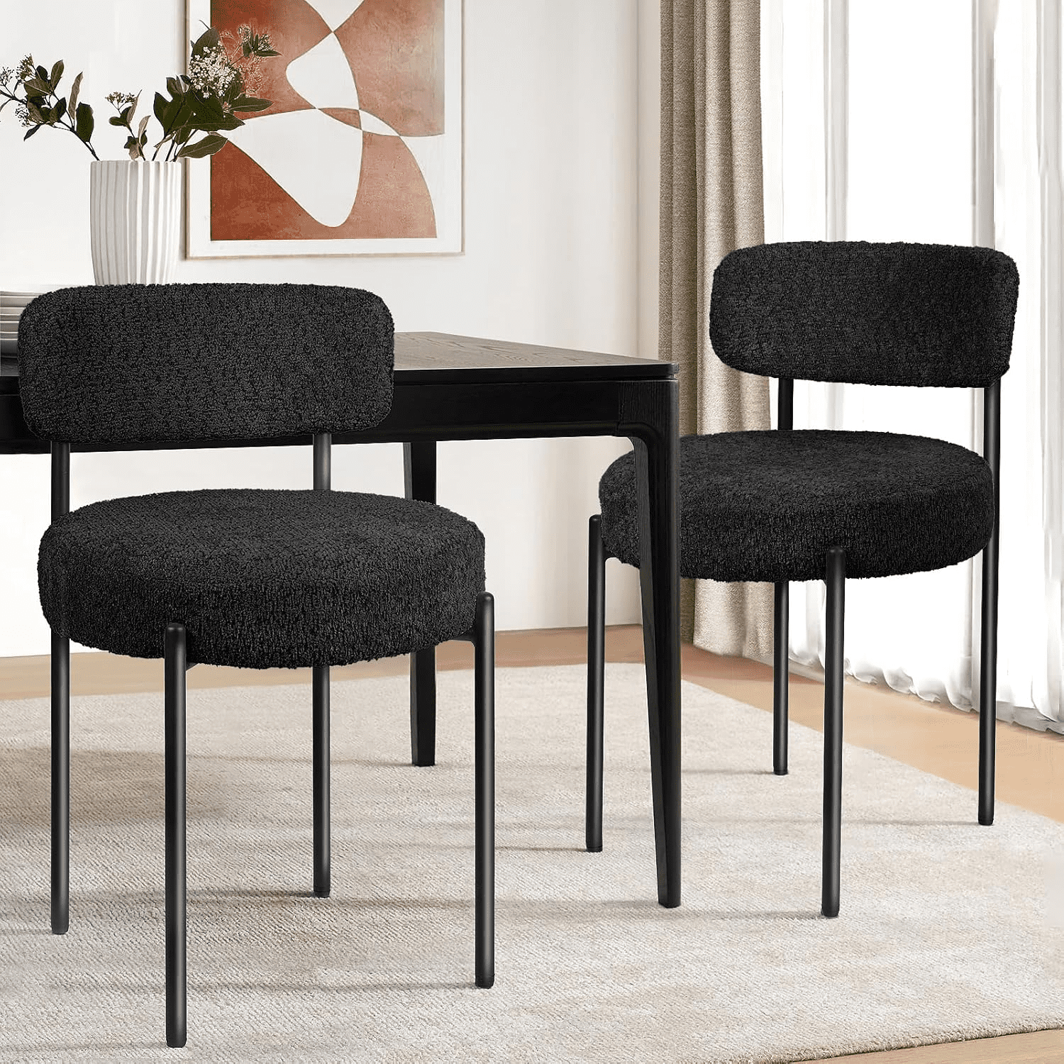 Dining Chairs White Boucle Dining Chairs Modern Kitchen and Dining Room