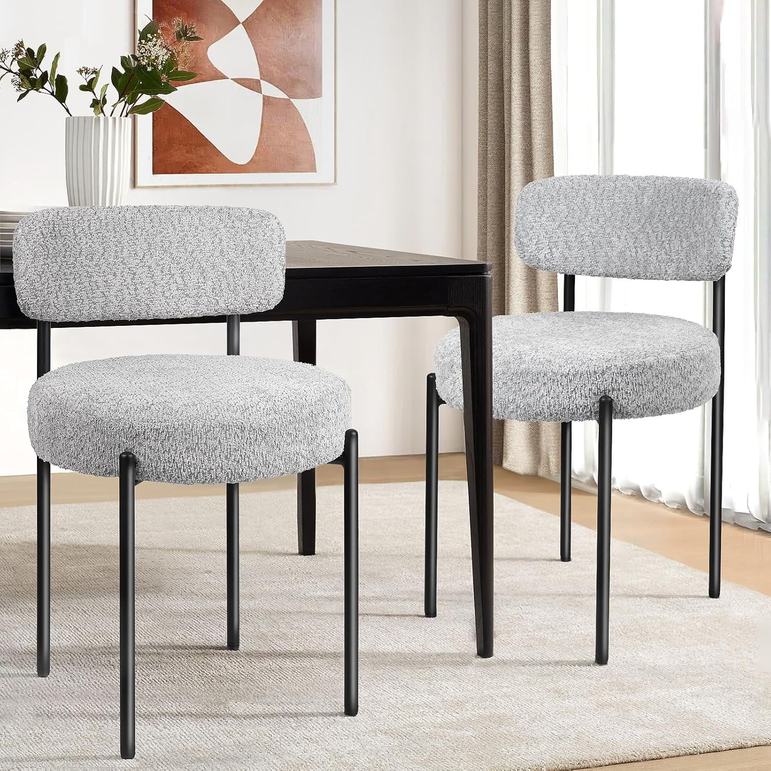 Dining Chairs White Boucle Dining Chairs Modern Kitchen and Dining Room ...