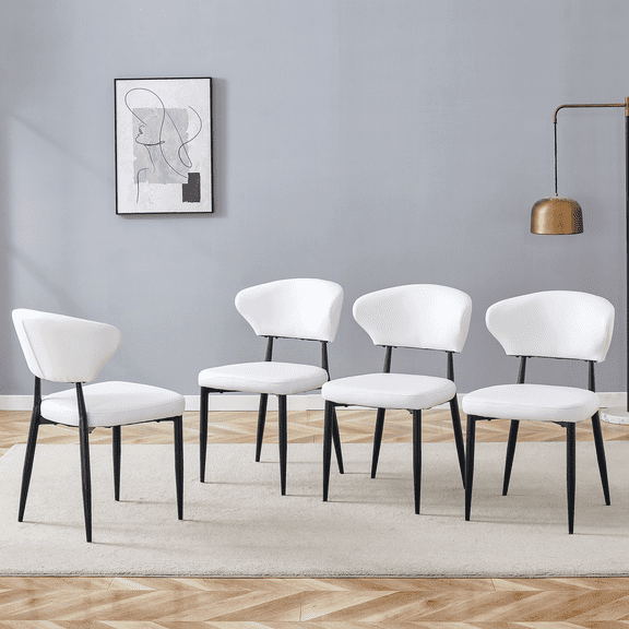 Dining Chairs White Minimalist Ergonomic Dining Chair, With A Curved Backrest For Comfortable Design,Unlocking A Comfortable And Minimalist New Sitting Posture. A Pack Of 4.Available In Black And Whi