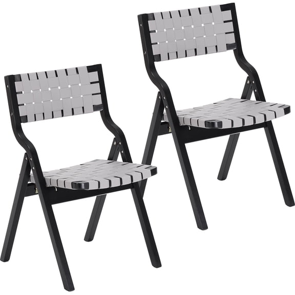 Dining Chairs Wood Folding Chairs, Foldable Chairs Wooden Indoor Stackable Dining Chairs for Kitchen & Dining Room Chair Woven Seat & Webbing Back, Dining Chair Set of 2,Wooden Dining Chairs