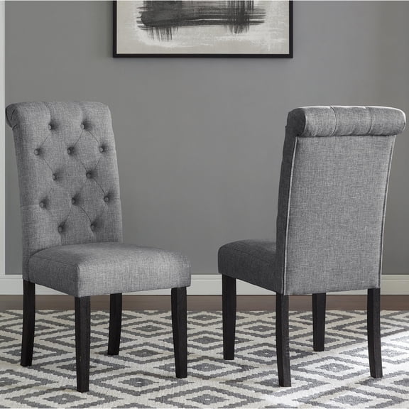 Dining Chairs for Kitchen or Dining | Button Tufted for a Neat Appearance | Oak - Finished Wood and Polyester | Durable Light - Colored Legs