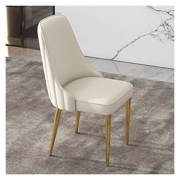 Upholstered Dining Chairs Mid-Century Modern Accent Desk Chair with Gold Legs,Armless Faux Leather Makeup Chairs for Kitchen Living Room Bedroom