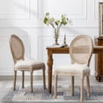 thumbnail image 1 of Dining Chairs with Linen Fabric | Used in Various Rooms | Solid Wood and Rattan, Foam Filler | Provide Cool and Stable Seating, 1 of 7