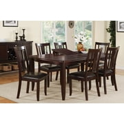 Dining Collection Modern Beautiful Kitchen Room Furniture Dining Table w Butterfly leaf & Upholstered 6 Side Chairs Dark Rosy Brown Wood Finish 7pc Set