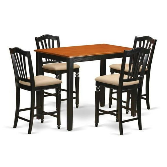 Dining Counter Height Kitchen Table & 4 Stool - Black Finish