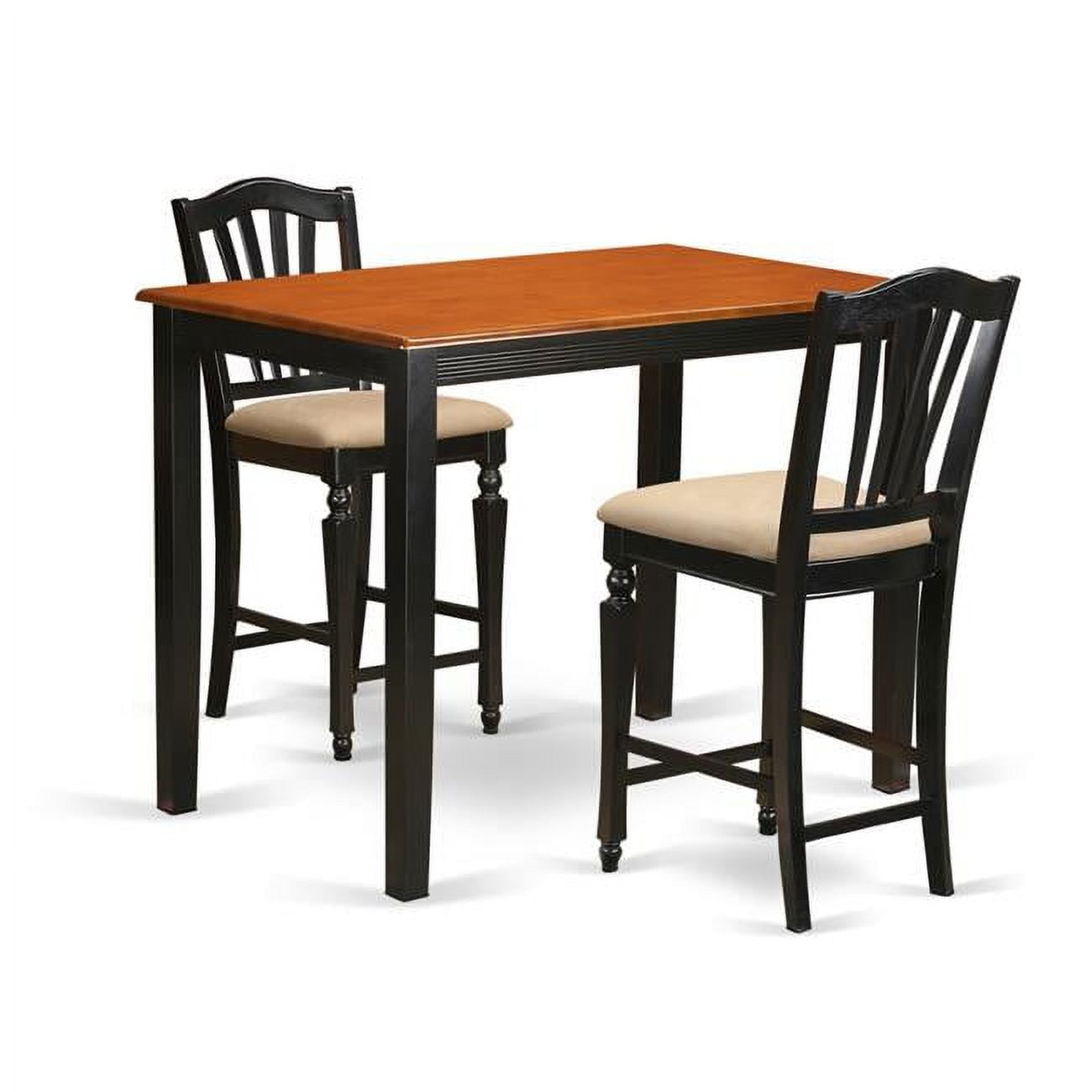 Dining Counter Height Pub Table & 2 Kitchen Chairs, Black Finish - Walmart.com