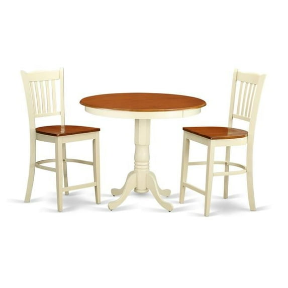 Dining Counter Height Pub Table & 2 Room Chairs, White Finish