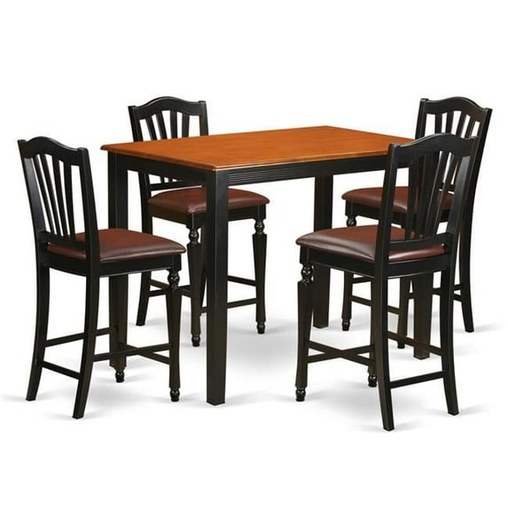 Dining Counter Height Pub Table & 4 Chair, Black Finish