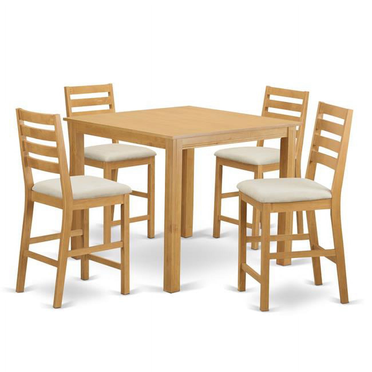 Dining Counter Height Small Kitchen Table & 4 Chairs, Oak