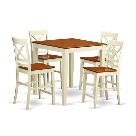 Dining Counter Height Table & 4 Bar Stools, White Finish