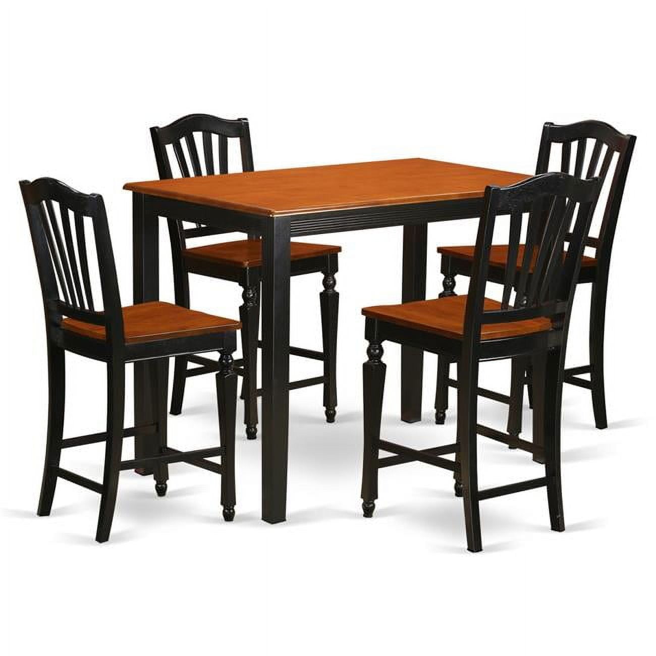 Dining Counter Height Table & 4 Kitchen Chairs, Black Finish
