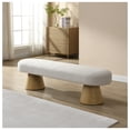 thumbnail image 1 of Dining for Dining Room, Upholstered Bedroom End of Bed Entryway , Boucle Ottoman for Living Room, 64"L Beige Stool Top Wood Leg 300 LBS Weight Capacity Beige + Foam + Boucle, 1 of 9