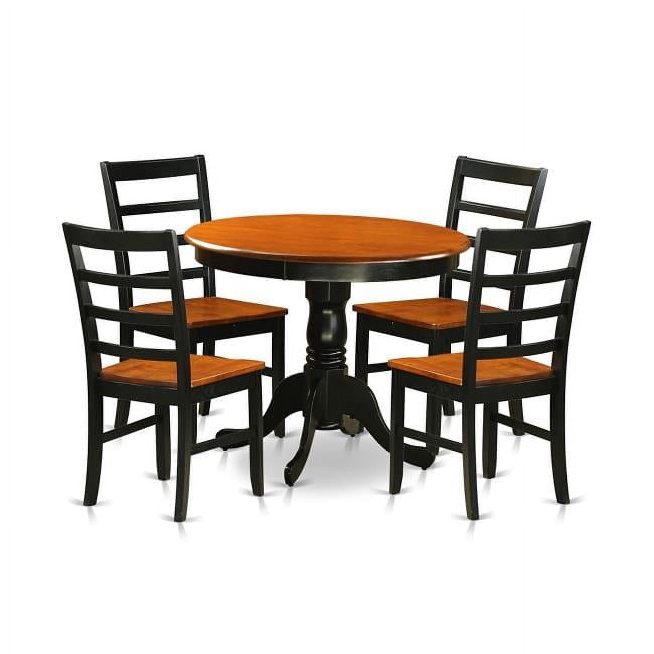 Dining Furniture Set with 4 Wooden Chairs, Black & Cherry - 5 Piece ...