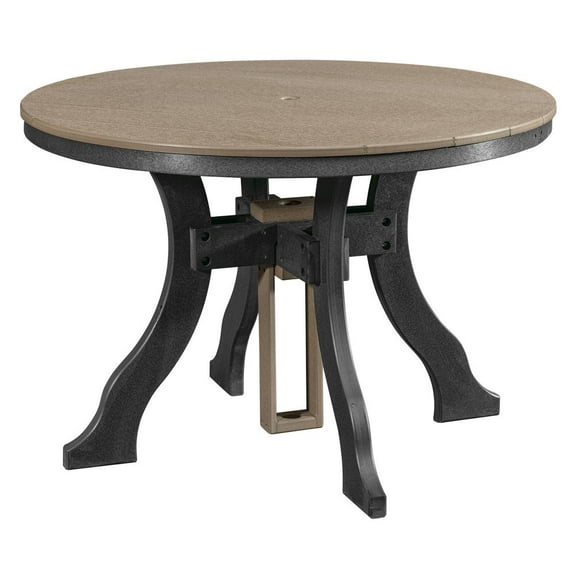 American Furniture Classics Dining Height Round Table in Weatherwood with a Black Base