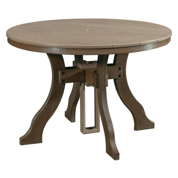 American Furniture Classics Dining Height Round Table in Weatherwood with a Tudor Brown Base