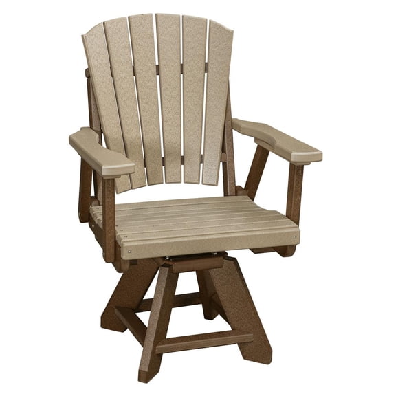 American Furniture Classics Dining Height Swivel Arm Chair in Weatherwood with a Tudor Brown Base