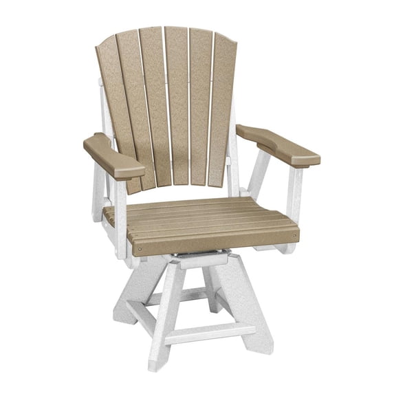 American Furniture Classics Dining Height Swivel Arm Chair in Weatherwood with a White Base