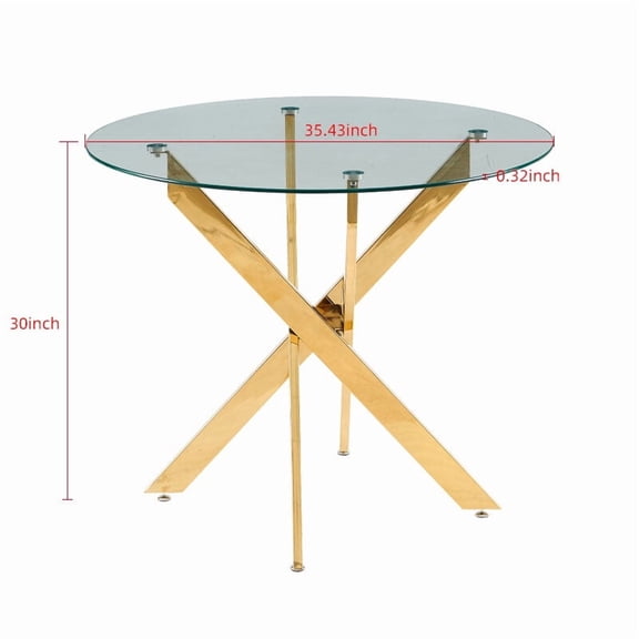 Dining And Kitchen Sets 1+4,5pieces dining set, Table metal leg Mid-century Dining Table for 4-6 people With Glass Table Top, Pedestal Dining Table, End Table Leisure Coffee Table.,Dining Furniture
