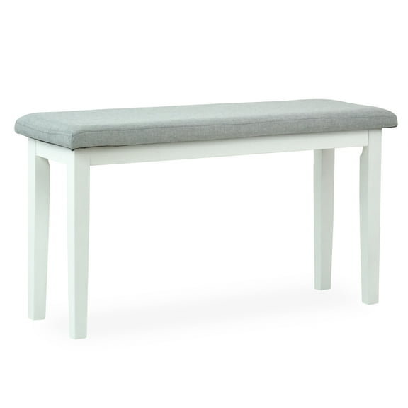 Dining Kitchen Solid Wooden Bench Stained Classic Design Padded Seat in White Finish