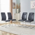 thumbnail image 1 of Dining Living Room Chairs Upholstered Chair with Silver Metal Legs,  Modern Meeting  Side Chairs with Faux Leather Padded Seat, for Kitchen, Meeting Room, Living, Bedroom, Dining Room, Set of 4, 1 of 7