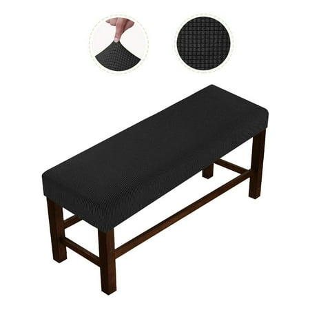 Dining Room Bench Covers, Stretch Spandex Jacquard Bench Slipcover, Washable Removable Bench Protectors,Black M