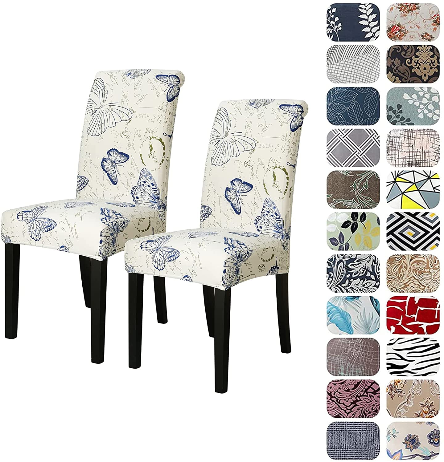 Dining Room Chair Cover Print Pattern, Easy Slip On Elastic Dining Room ...