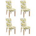 thumbnail image 1 of Dining Room Chair Covers 4pcs High Stretch Removable Washable Kitchen Chair Slipcovers for Home Party Hotel Wedding Ceremony, Universal Size (lemon), 1 of 7