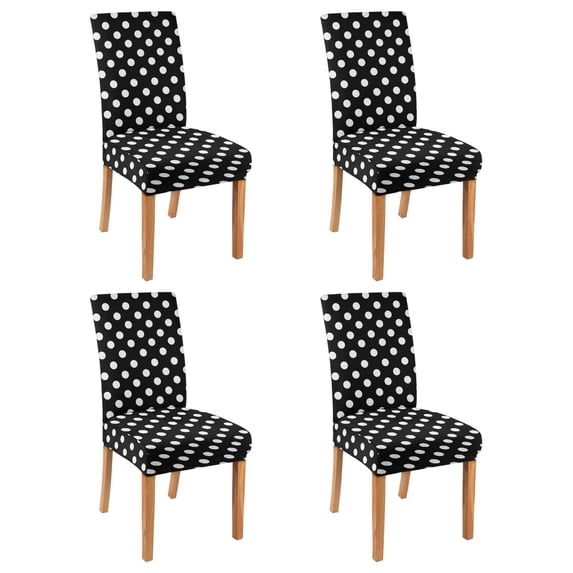 Dining Room Chair Covers 4pcs Stretch Dining Chair Cover Removable Washable Chair Seat Protector Cover for Home Party Hotel Wedding Ceremony, Universal Size (black & White Dots)