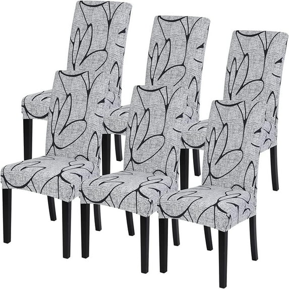 Dining Room Chair Covers 6 Pack, Stretch Spandex Kitchen Chair Covers Removable Washable Parsons Chair Slipcovers Protectors Covers for Dining Room, Party (6Pcs, FlowerB)